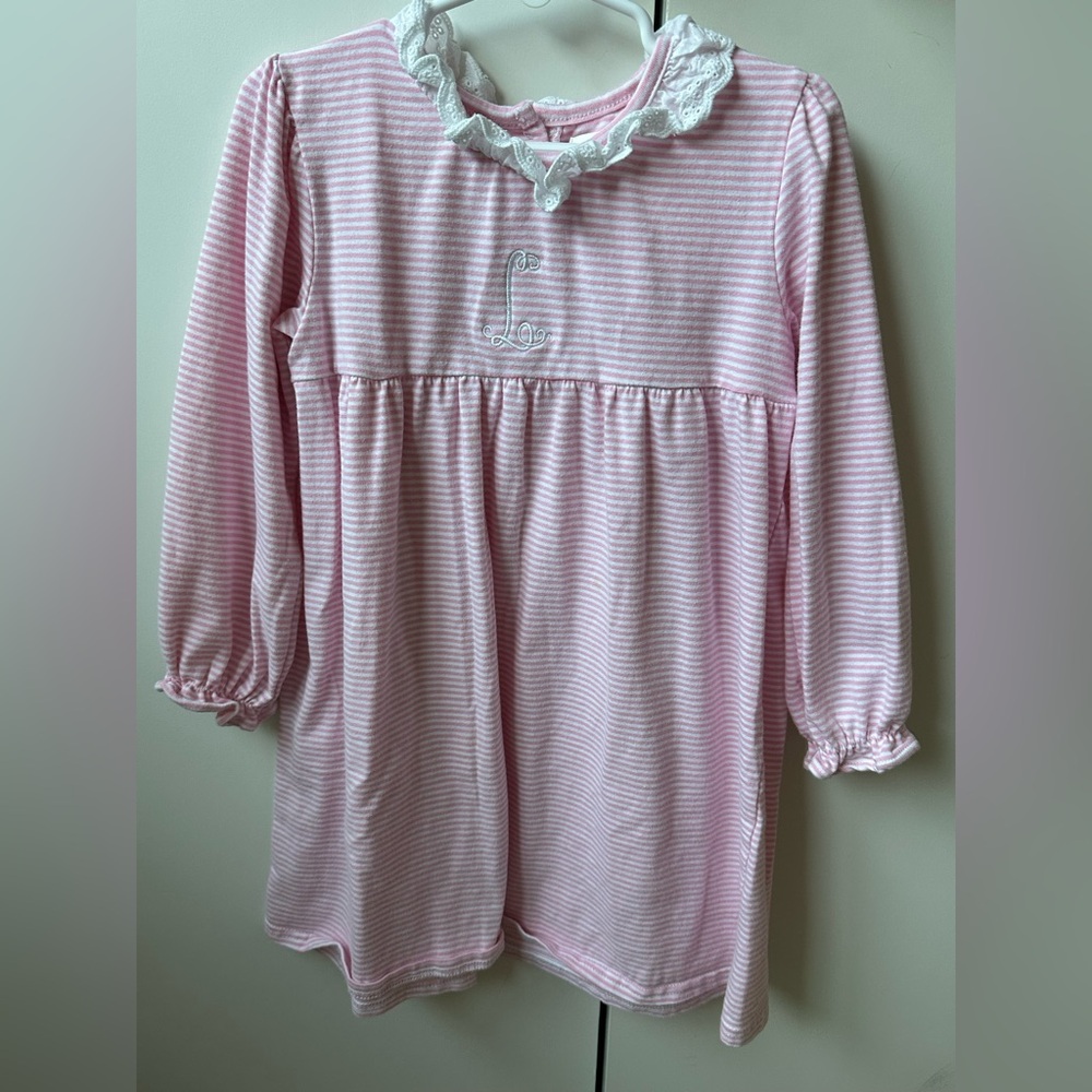 Cecil and Lou striped dress with embroidered L